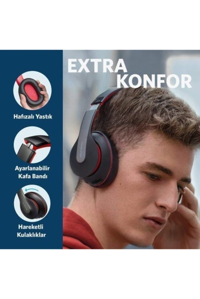 Anker Soundcore Life Q10 Kablosuz Bluetooth 5.0 Kulaklık - Kırmızı-siyah - 3