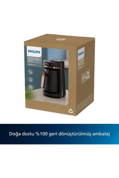 Philips EKO , 735 W , HDA150/60 Yeni 5000 Serisi Türk Kahvesi Makinesi Siyah/Parlak Bakır ,4 FİNCAN KAPASİTE - 5