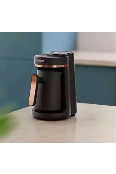 Philips EKO , 735 W , HDA150/60 Yeni 5000 Serisi Türk Kahvesi Makinesi Siyah/Parlak Bakır ,4 FİNCAN KAPASİTE