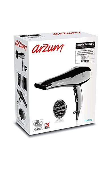 Arzum Ar5007 Shiny Iyonlu Saç Kurutma Makinesi Siyah - 3