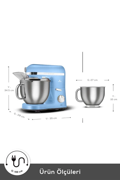 Karaca Mastermaid Chef Pro Çift Kollu Stand Mikser Royal Blue 1750 W - 2