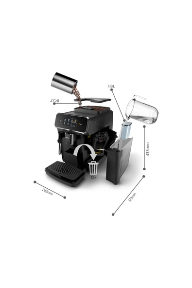 Philips Tam Otomatik Süt Köpürütücü Espresso Makinası 1.8 L Kapasite Zamanlayıcı AquaClean Özelliği - 5