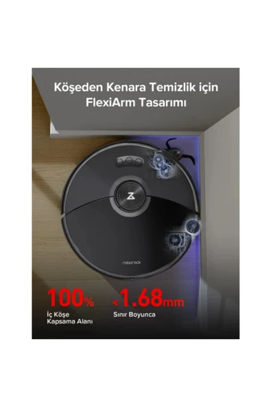 Roborock FlexiArm Tasarımlı Yan Firça Ekstra Kenar Temizleme Sistemi S8 Maxv Robot Süpürge Beyaz - 2