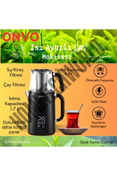 ONVO Isı Ayarlı Elektrikli Dijital kontrol panelli Çay Makinesi