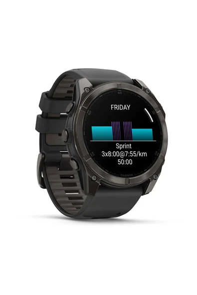 Garmin Fenix 8 – 51mm AMOLED Sapphire Karbon Gri DLC, Siyah/Gri Silikon Kayışlı - 3