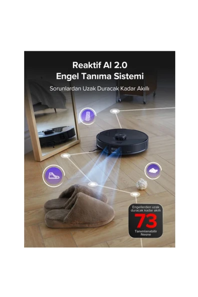 Roborock FlexiArm Tasarımlı Yan Firça Ekstra Kenar Temizleme Sistemi S8 Maxv Robot Süpürge Beyaz - 6