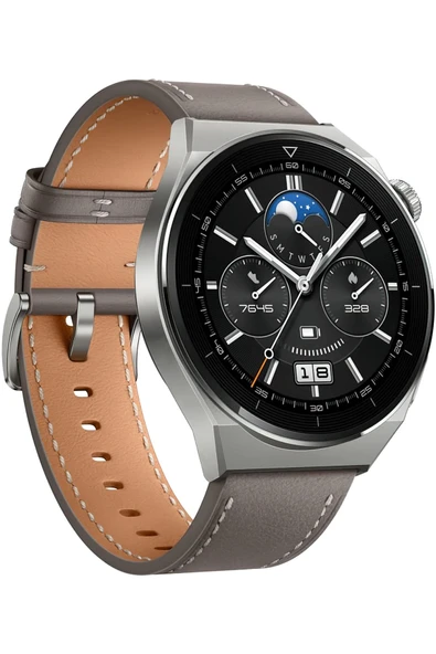 Huawei Watch Gt3 Pro 46 Mm Gps Sesli Görüşme Titanium Kasa Deri Android Ios Iphone Uyumlu Akıllı Saat - 2