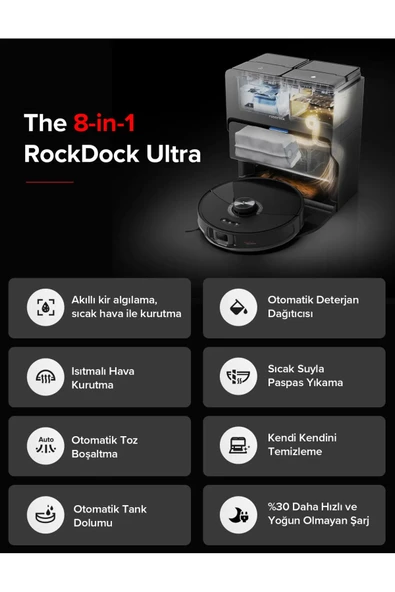 Roborock S8 Maxv Ultra Akıllı Robot Süpürge Siyah - 8