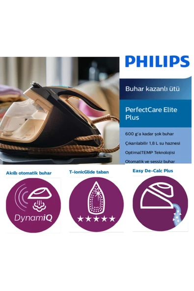 Philips Perfectcare Elite Plus  2700 W Buhar Kazanlı Ütü+Ütü Masası - 2