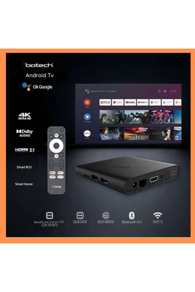BOTECH'S 4 çekirdekli işlemci Yüksek çözünürlük 4K Android TV Box - 2