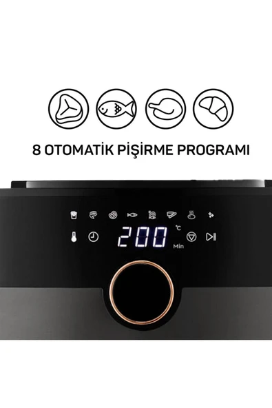 Arzum Airtasty XL 6L Kapasite, Zaman ve Isı Ayarlı Premium AirFryer Sıcak Hava Fritözü Gümüş - 6