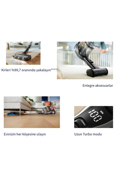 Philips Turbo başlık kısmında bulunan antibakteriyel fiber bez Aqua Plus Kablosuz Elektrikli Süpürge - 2