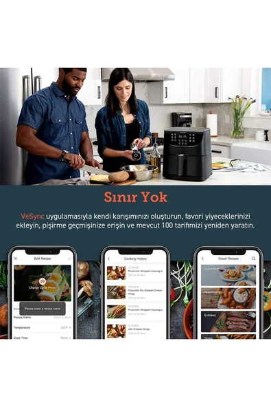 COSORI Cs158-af Akıllı Wifi Uygulama Kontrollü Sıcak Hava Fritözü 5.5 Litre Xxl - 2