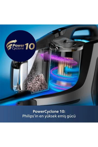Philips Vaccum Series Turbo Başlıklı Yıkanabilir Hepa 13 Filtreli Premium Torbasız Süpürge 99W, XB9155/07 - 7