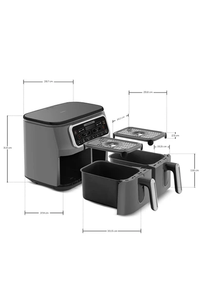 Karaca Air Pro Cook Duo Köz Xxxl 4+4 Litre Airfryer Space Gray 8 Kişilik - 8