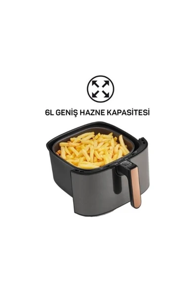 Arzum Yağsız Kızartıcı Airfer 6L XL Büyük Airfryer Otomatik Pişirici 8 Ayrı Mod Et tavuk Balık Hamur İşi - 2
