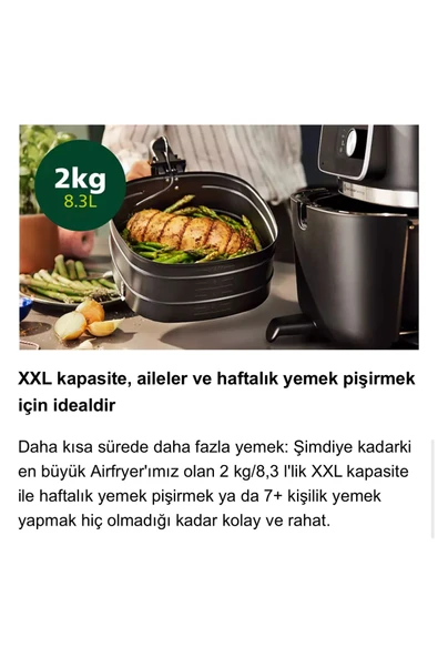 Philips Airfryer 7000 Serisi XXL Connected, Gıda termometreli, 2 kg, 8.3 L Kapasite, Connected - 8
