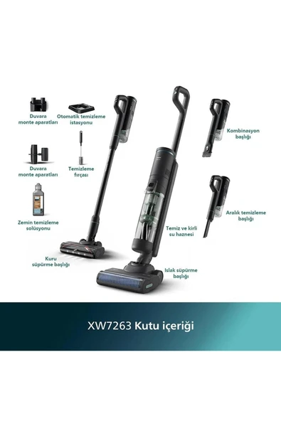 Philips 7000 Serisi AquaTrio Kablosuz Dikey Süpürge, XW7263/11 - 1