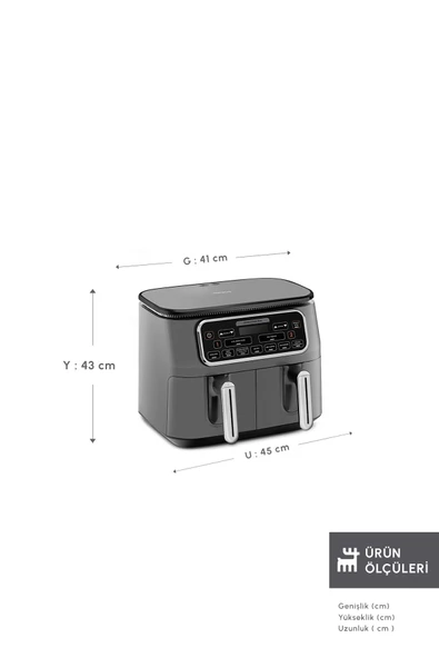 Karaca Air Pro Cook Duo Köz Xxxl 4+4 Litre Airfryer Space Gray 8 Kişilik - 2