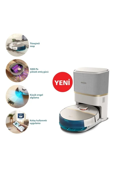 Philips 7000 Islak Kuru Istasyonlu Robot Süpürge,5000 Pa,titreşimli Mop,sert Zemin & Halı Xu7100/02 - 5