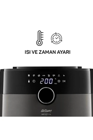 Arzum Airtasty XL 6L Kapasite, Zaman ve Isı Ayarlı Premium AirFryer Sıcak Hava Fritözü Gümüş - 4