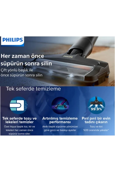 Philips Turbo başlık kısmında bulunan antibakteriyel fiber bez Aqua Plus Kablosuz Elektrikli Süpürge - 7