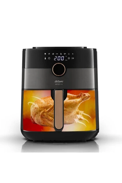 Arzum Airtasty XL 6L Kapasite, Zaman ve Isı Ayarlı Premium AirFryer Sıcak Hava Fritözü Gümüş