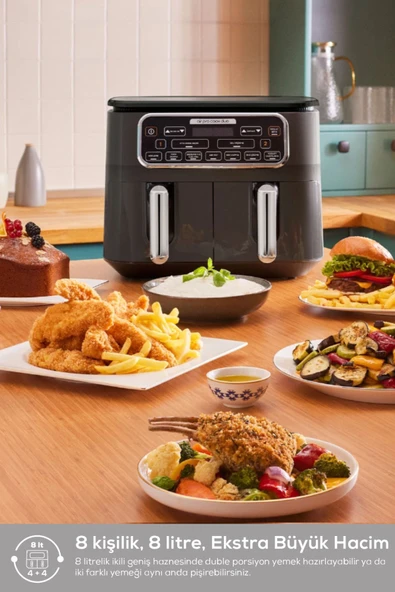 Karaca Air Pro Cook Duo Köz Xxxl 4+4 Litre Airfryer Space Gray 8 Kişilik - 3