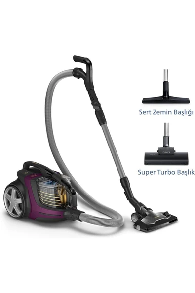 Philips Vaccum Series Turbo Başlıklı Yıkanabilir Hepa 13 Filtreli Premium Torbasız Süpürge 99W, XB9155/07