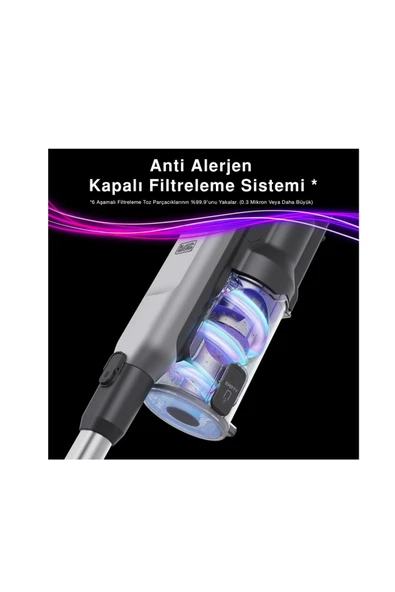 Black&Decker Black+Decker SUMMITSERIES™ select 21.6V/4.0Ah  Şarjlı Dikey Süpürge, Evcil Hayvan Başlıklı, Mor - 4