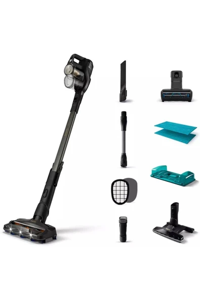 Philips 0,6 LİTRE Speedpro Max Aqua Plus Kablosuz Dikey Süpürge, Aqua+Led Başlık, XC8349,Islak+Kuru - 2