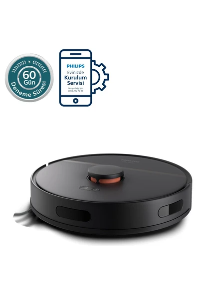 Philips 3000 Serisi Islak Kuru Moplu Siyah Robot Süpürge,4000 PA, Sert Zemin ve Halıya Uygun, Siyah