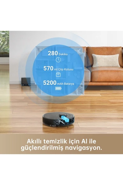Dreame EV D10s Pro, Robot Elektrikli Süpürge, Action AI, 5000Pa, 280 dakika pil ömrü, 5000 PA - 5