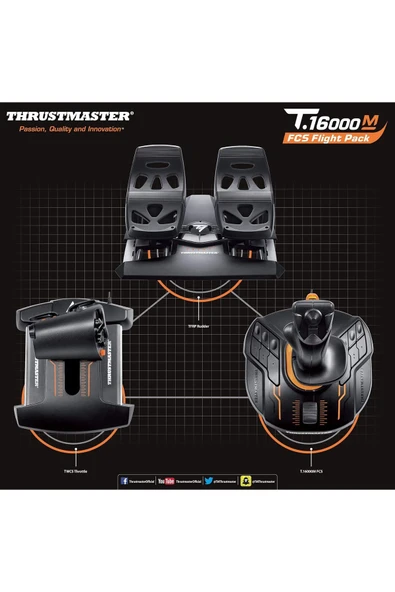 Thrustmaster T.16000M FCS Uçuş Paketi: PC için Joystick, Gaz ve Dümen pedalları - 4