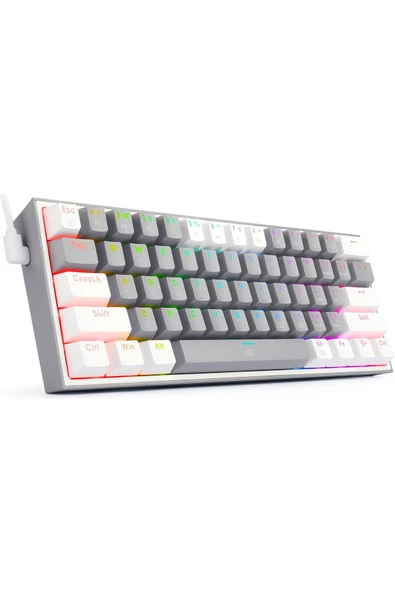 REDRAGON K617-RGB Gw Fızz %60 Kablolu Mekanik Klavye,Türkçe, Red Switch, Gri/beyaz - 7