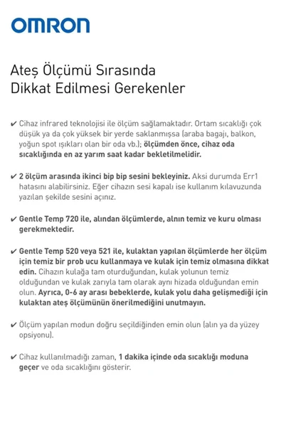 Omron Gentle Temp 720 Alından Temassız Ateş Ölçer 2 Adet - 8