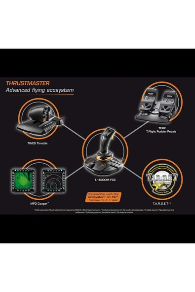 Thrustmaster T.16000M FCS Uçuş Paketi: PC için Joystick, Gaz ve Dümen pedalları - 6
