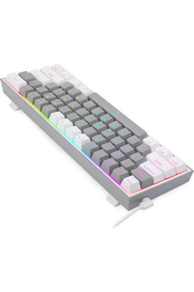 REDRAGON K617-RGB Gw Fızz %60 Kablolu Mekanik Klavye,Türkçe, Red Switch, Gri/beyaz - 2