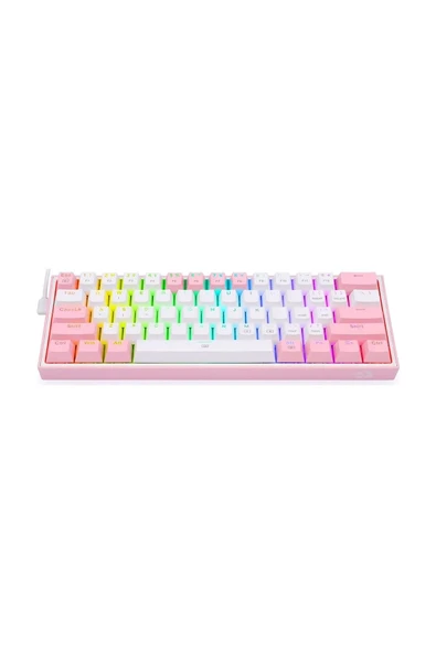 REDRAGON K617-RGB-WP Fızz Rgb Red Swıtch Kablolu Mekanık Q Klavye beyaz-Pembe