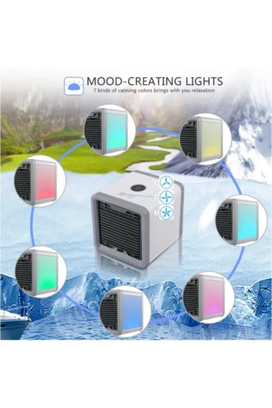 Trendy Shop Mini Klima Portatif Taşınabilir Soğutucu Klima Led Ev Ofis Oto - 4