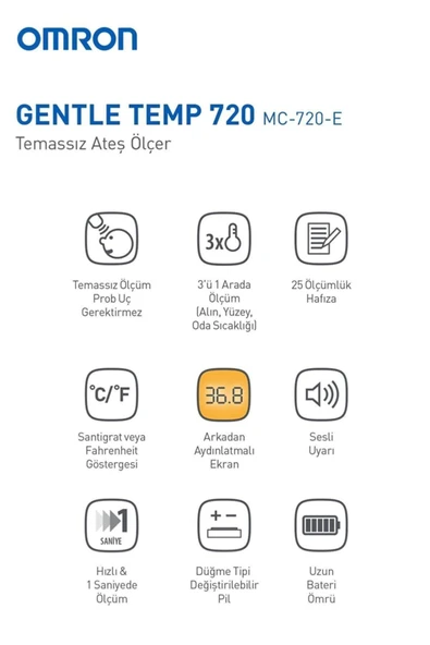 Omron Gentle Temp 720 Alından Temassız Ateş Ölçer 2 Adet - 7
