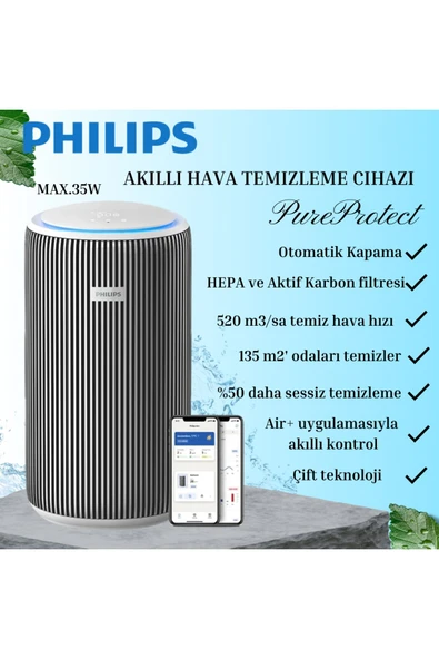 Philips 3 katmanlı HEPA filtreleme Yüksek temizleme gücü. İnanılmaz sessizlik.Hava Temizleyici