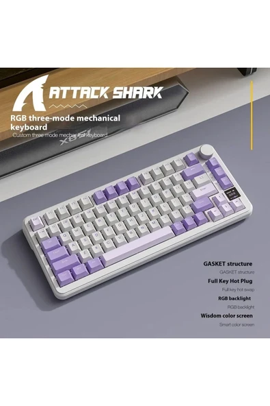 Choice Attack Shark X85Pro Oyun Mekanik Klavye Üç Mod RGB Bluetooth Kablosuz Özelleştirme Sıcak ... - 5
