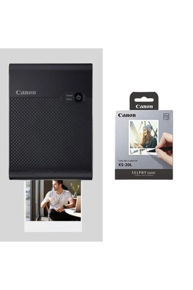 Canon Selphy Square Qx10 Fotoğraf Yazıcısı Siyah + Xs-20l Baskı Kağıdı Seti 20’li