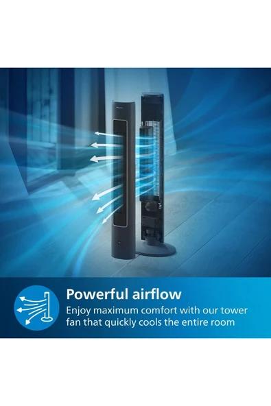 Philips 5000 Serisi Kule Vantilatör CX5535/11, 105 cm, Uzaktan Kumandalı, 3 Hız, Sessiz - 2