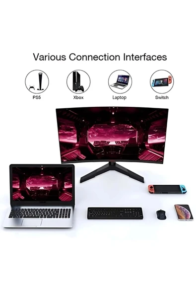 Koorui 27" 27e6qc Curved Va Panel 1ms 144hz Hdmı, Displayport Freesync Qhd Vesa Gaming Siyah Monitör - 7