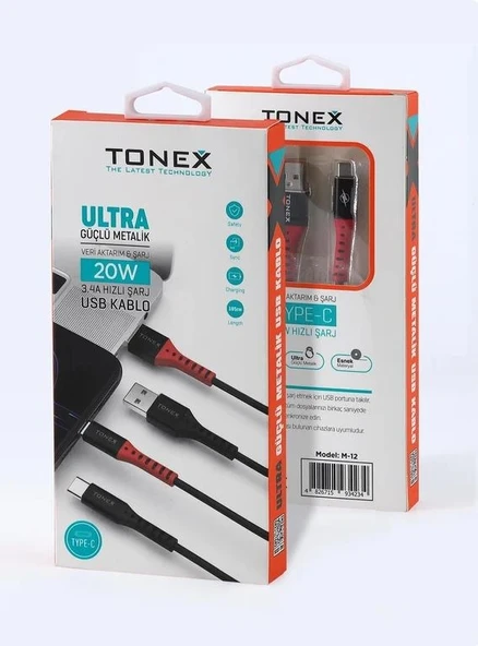 Tonex 3.4A 20W Usb To Type-C 20W Hızlı Usb Kablo - M-12