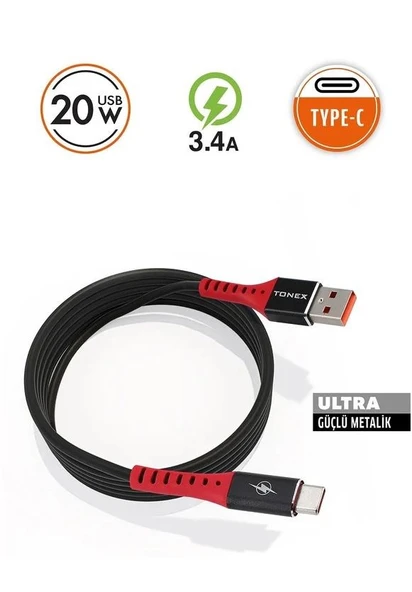 Tonex 3.4A 20W Usb To Type-C 20W Hızlı Usb Kablo - M-12 - 2