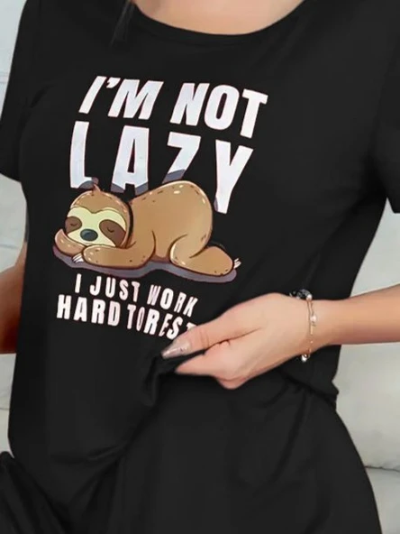 Kadın Kısa Kollu Bisiklet Yaka Baskılı Viskon Bluz Ve şort Ikili Takım - Resim 2