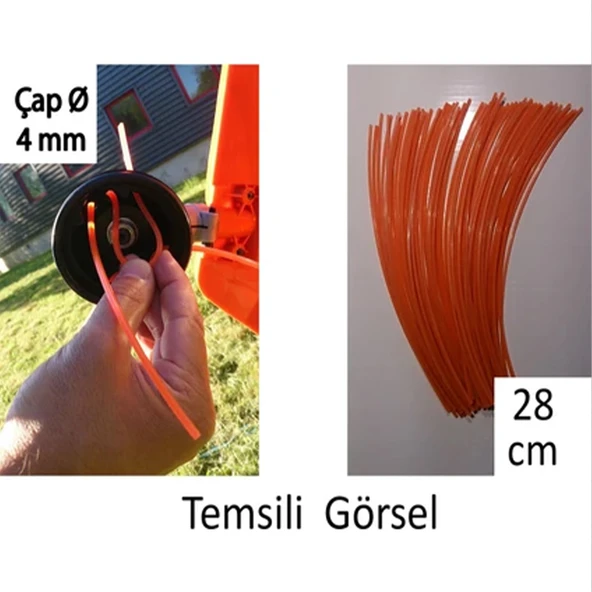 Hazır 85 Adet Kare Çubuk Motorlu Tırpan Misinası Bahçe Dayanıklı Ot Biçme İpi Çubuk 4 mm (28 cm) - Resim 4